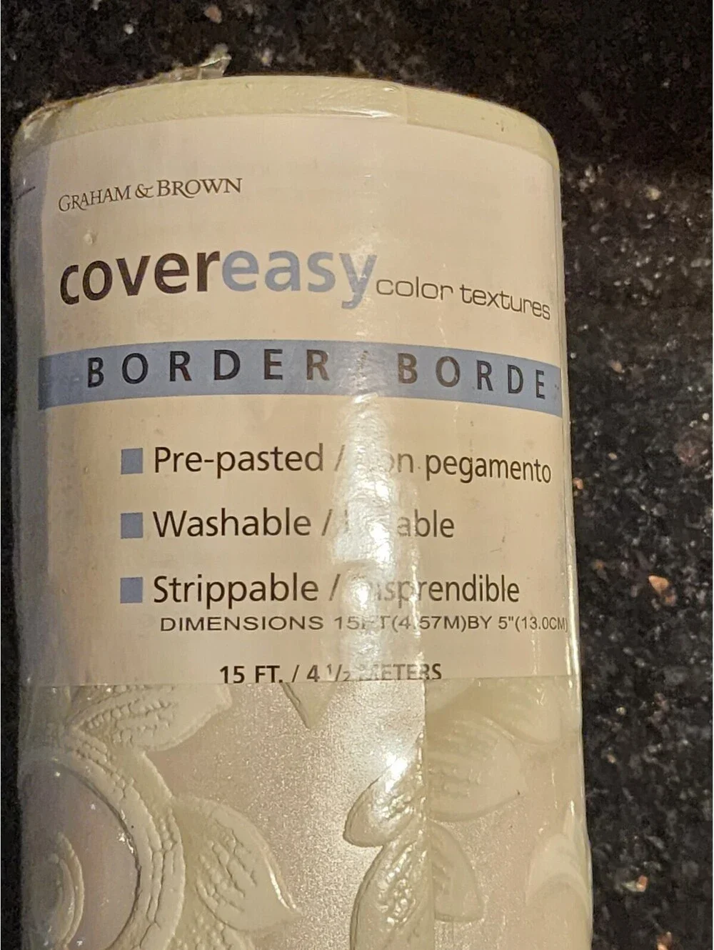 4 Graham & Brown COVER EASY Border Pre- Pasted Washable Strippable 15 Ft 41/2 Mt